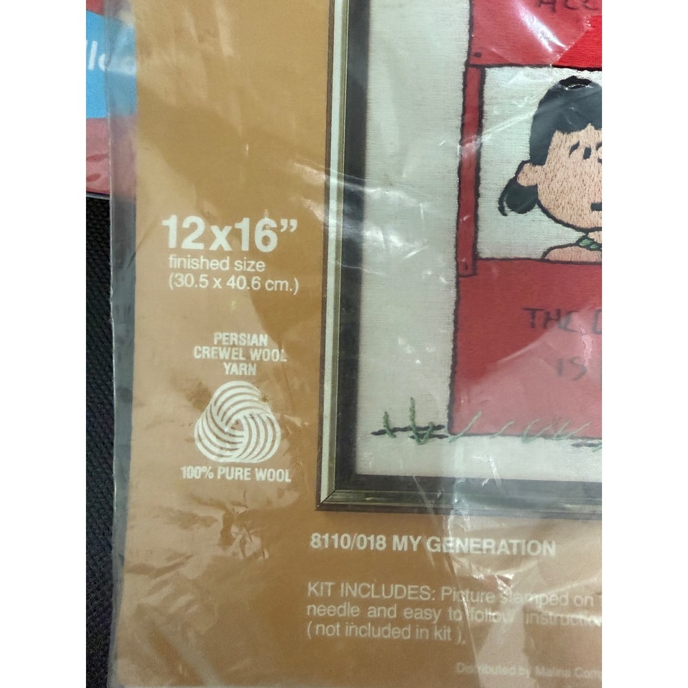 Vintage Malina Peanuts Crewel Stitchery Kit My Generation Lucy Snoopy 8110/018
